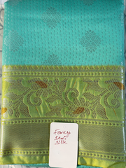 Aqua Blue Fancy Semi Silk Saree