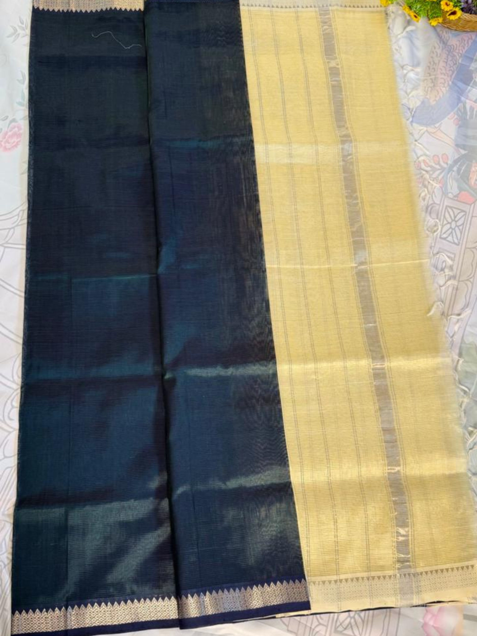 Mangalgiri Silk Saree – Striking Midnight Blue VR MISS | Sarees that defines you