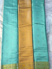 Aqua Blue Fancy Semi Silk Saree