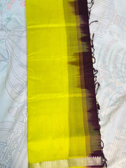 Mangalgiri Silk Saree – Striking Lemon Yellow with Maroon Border VR MISS | Sarees that defines you