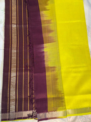 Mangalgiri Silk Saree – Striking Lemon Yellow with Maroon Border VR MISS | Sarees that defines you