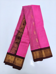 Pink Gadwal Saree with Maroon Zari Border
