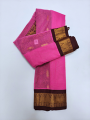 Pink Gadwal Saree with Maroon Zari Border