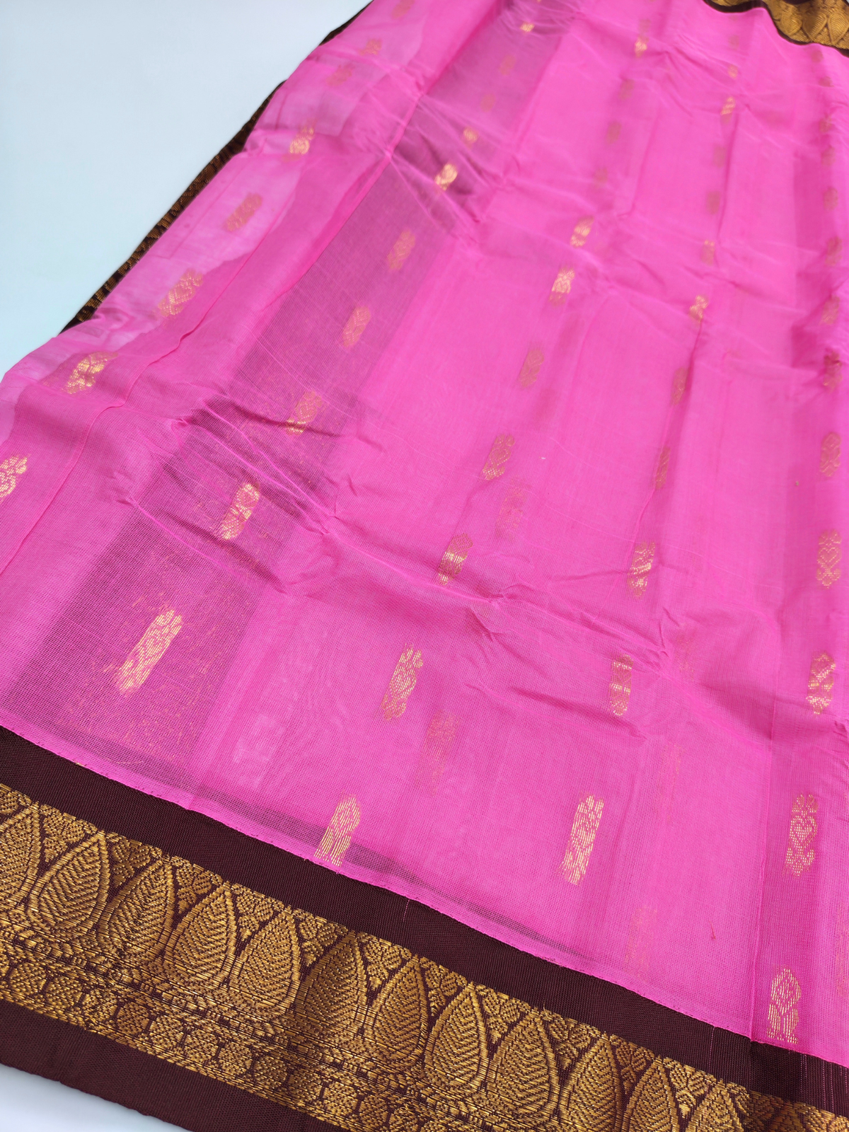 Pink Gadwal Saree with Maroon Zari Border