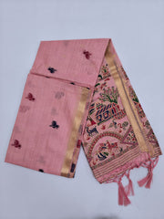 Pink Zamdani Cotton Blend Paithani Border Saree