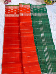 Dark orange Mangalgiri Silk saree 