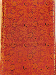 Red fabric with black floral pattern