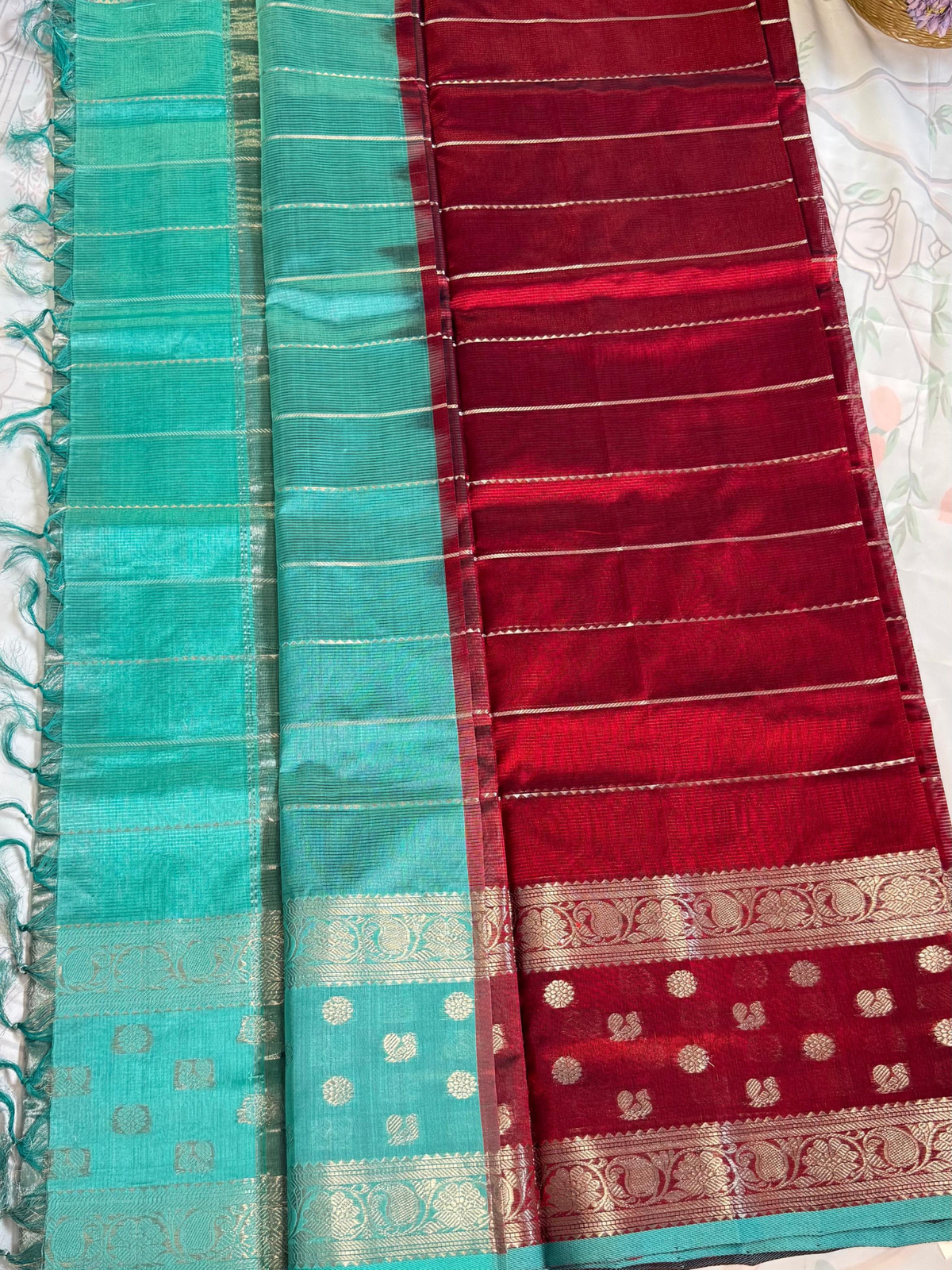 red Mangalgiri pattu saree