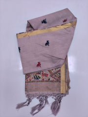 Lavender Zamdani Cotton Blend Paithani Border Saree