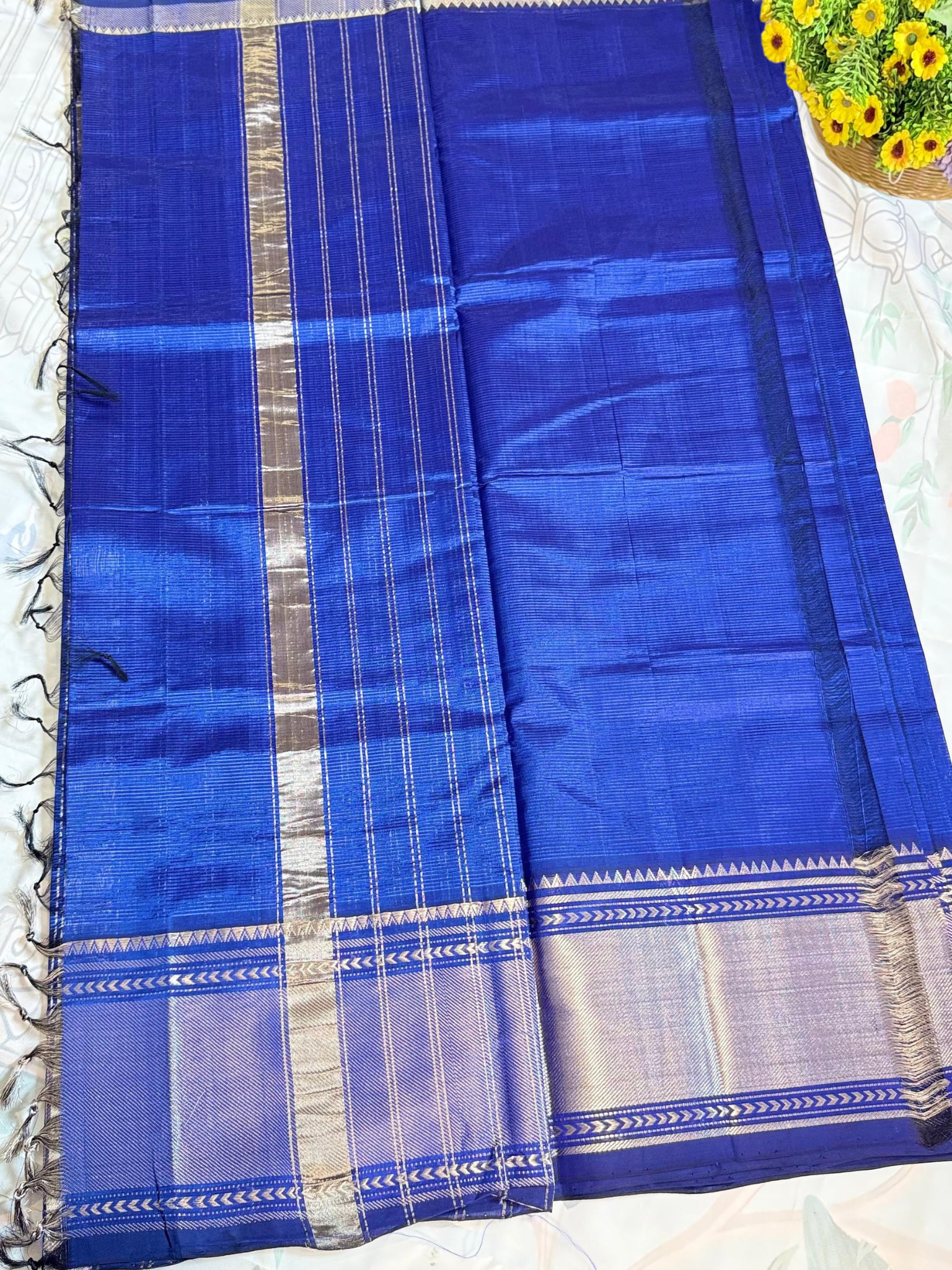  royal blue Mangalgiri pattu saree