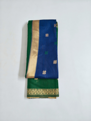 Emerald Green Soft Silk Saree with Royal Blue Contrast Pallu